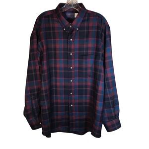 Sir Pendleton pure virgin wool button up shirt men’s XL plaid blue red•FLAW